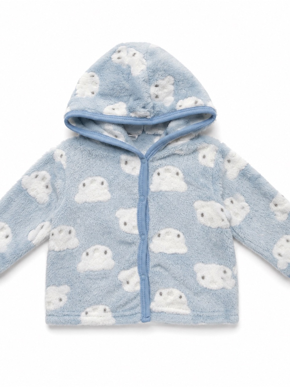 Duck duck goose Cozy Plush Hooded Jacket for Kids - Light Blue Cloud Pattern